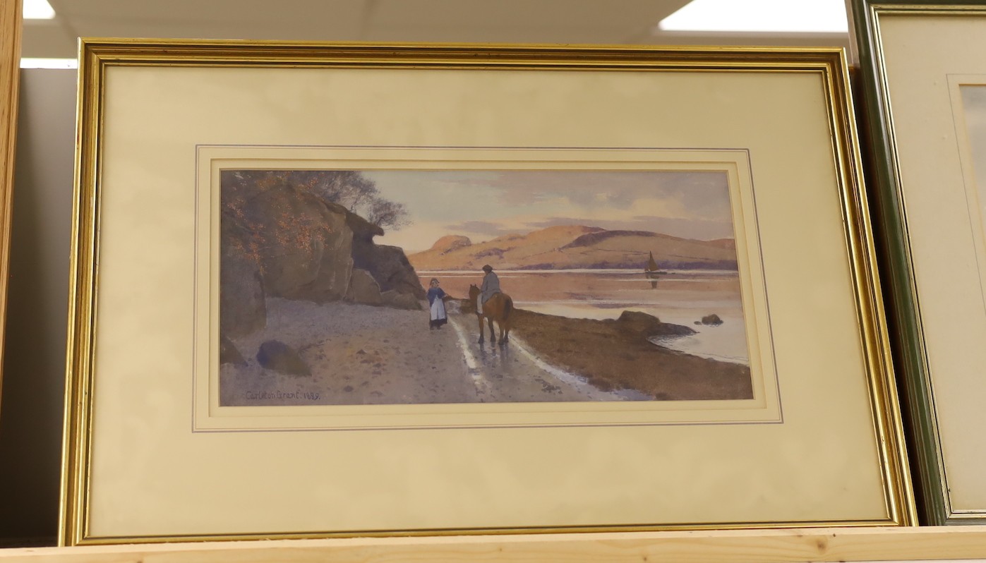 Carleton Grant (Exh.1885-1899), watercolour, ‘The Sands-O-Dee’, signed and dated 1889, 17 x 36cm
